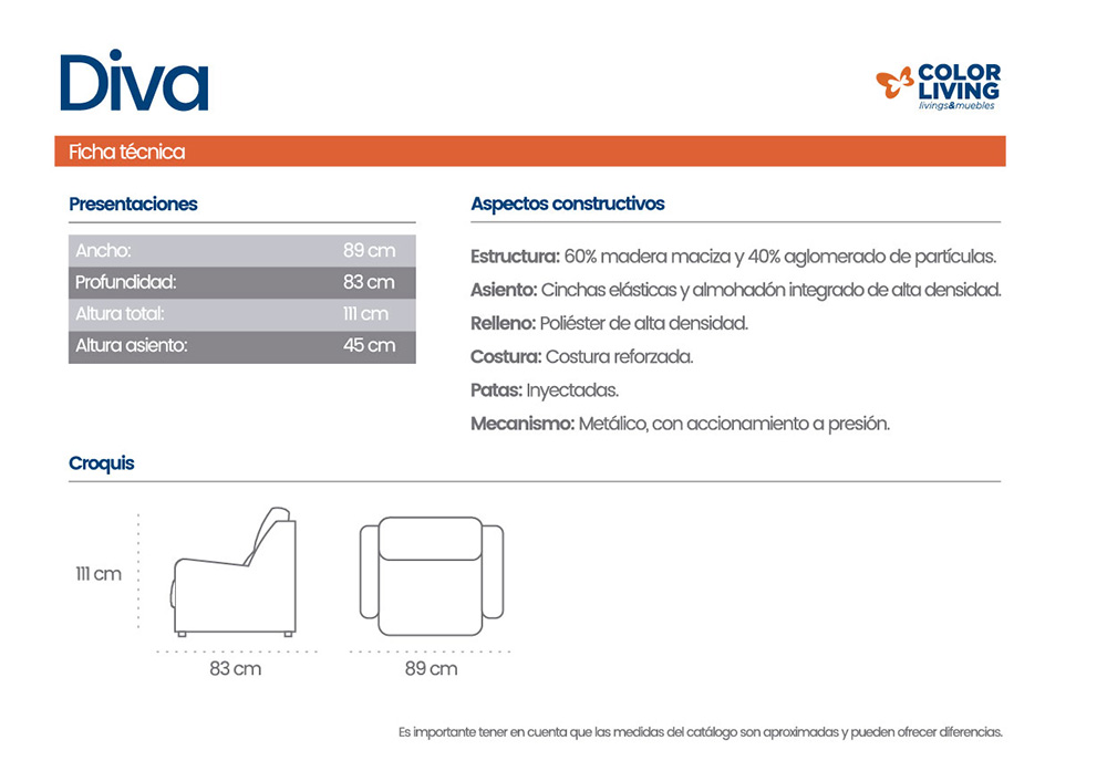 POLTRONA DIVA G4 COLOR LIVING - Imagen 2