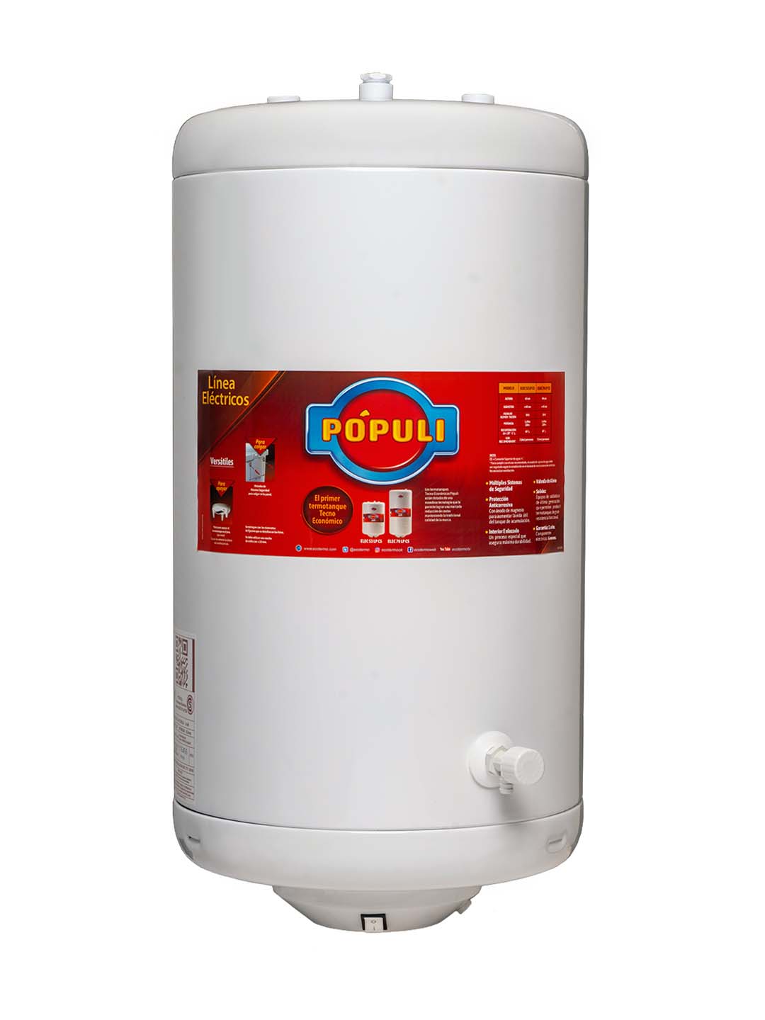 TERMOTANQUE ELECTRICO POPULI 70LTS CONEX SUPERIOR