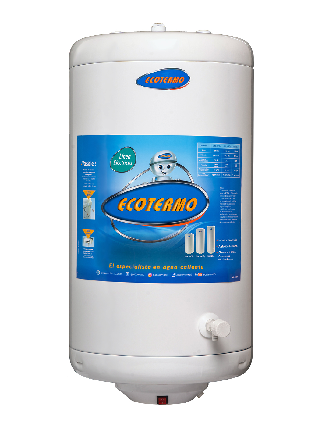 TERMOTANQUE ELECTRICO ECOTERMO 70 LTS C/SUPERIOR