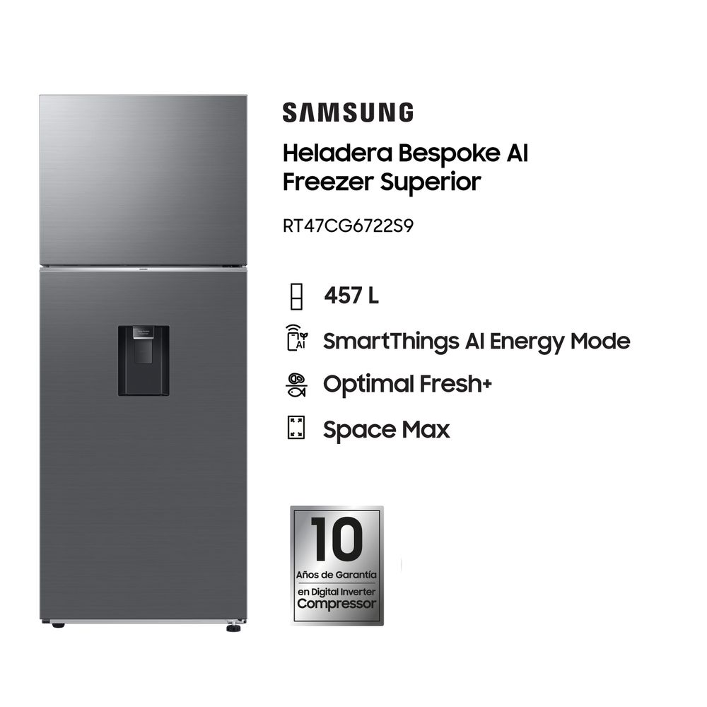 HELADERA SAMSUNG RT47CG6722S9/B3 457LTS INOX DISPE - Imagen 2